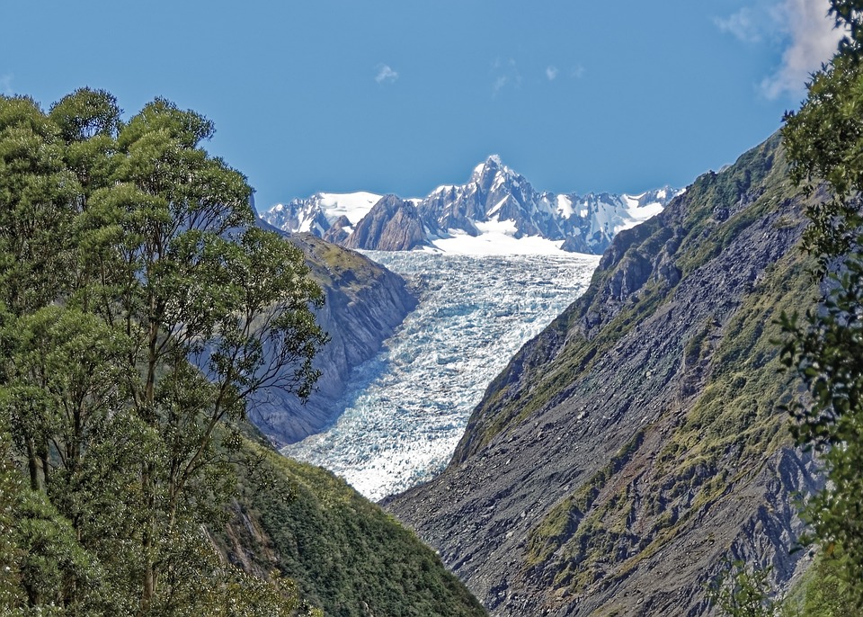 Blick auf Gletscherzunge des Fox Glaciers